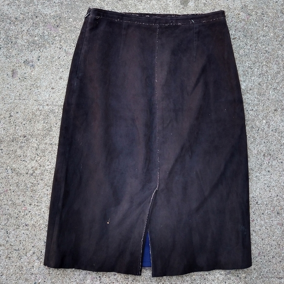 ELIE TAHARI chocolate brown suede pencil skirt XS - Picture 3 of 8